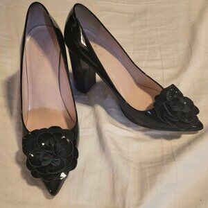 Kate Spade Pixanne Too Black Patent Leather Block Heel